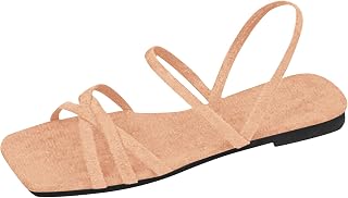 Sandals Women's Flat Square Toe Cap Toe Free Shoes Women's Summer Sandals Elegant Classic Basic Summer Shoes for Women Holiday Casual Beach