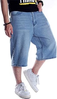Kinghua Baggy Jean Shorts for Men Casual Loose Fit Hip Hop Skateboard Denim Shorts