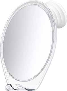HONEYBULL Fogless Shower Mirror for Shaving with Suction Mount, White | Shatterproof Acrylic Bathroom Accessory With 360 Swivel &amp; Built-in Razor Hook, Clear Reflection in Steam &amp; No-Drill Setup