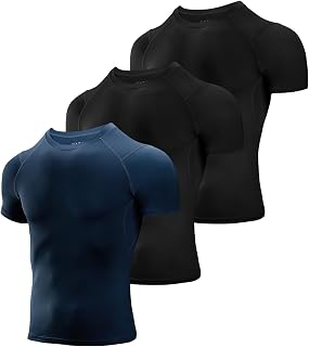 Niksa 2 Pieces Fitness T-Shirts Compression Sports Clothing Long Sleeve Men for Running, Exercise, Gym
