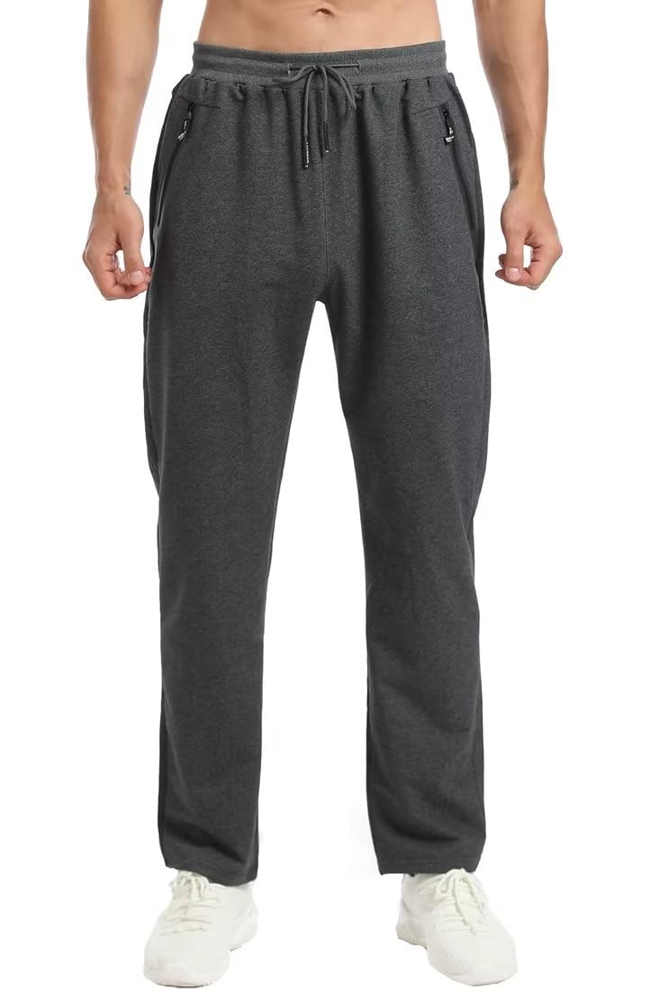 Tansozer Mens Joggers Slim Fit Jogging Bottoms Zip Pockets