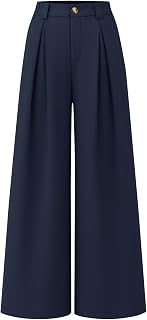 ZESICA Damenhose mit weitem Bein, hohe Taille, elegante Freizeithose