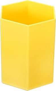 Pen Holder,Plastic Makeup Brush Pen Holder,Hexagonal Desktop Storage Organizer for Home Office Stationery Yellow