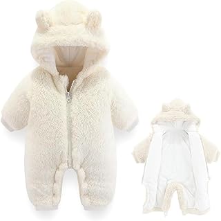 AiWMGL Baby Bear Hooded Fleece Romper Snowsuit