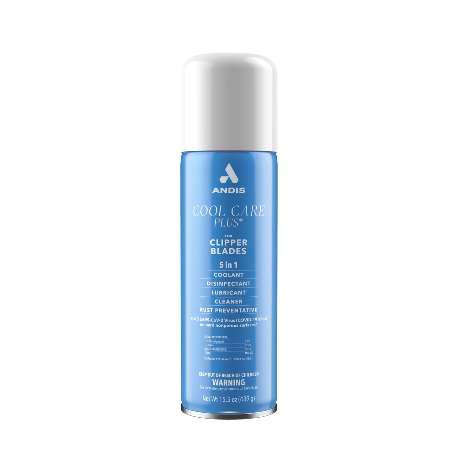 Andis 12750 Cool Care Plus 5-in-1 Clipper Spray, 15.5 oz Can | for Blade Care an