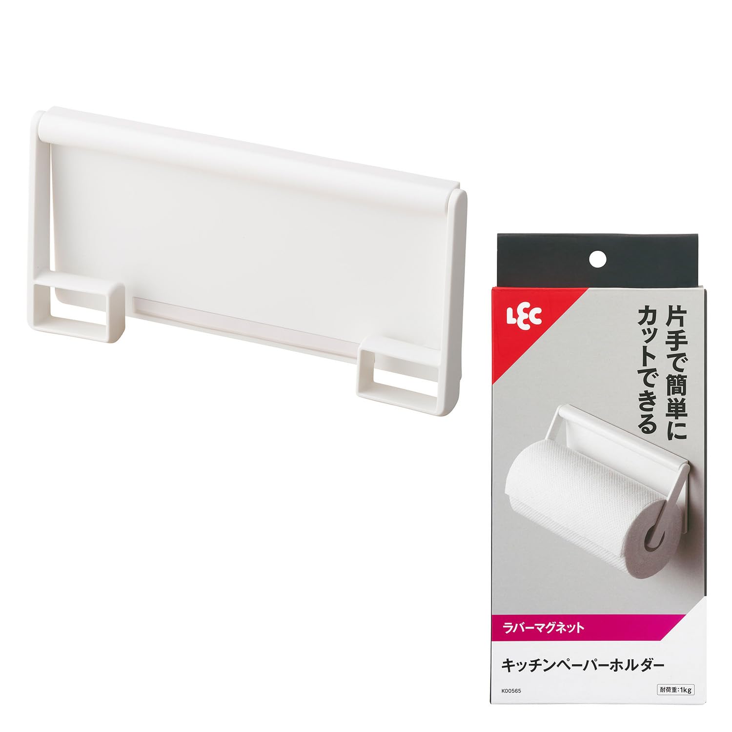 レック キッチンペーパーホルダー ホワイト (ラバーマグネット) 耐荷重1kg 海外製大型ロールペーパー対応