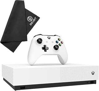 Xbox One S 1TB All-Digital Edition Console Bundle - Includes the Xbox One S Console Series, White, 1x Wireless Controller, and a Microfiber Cloth (Renewed)