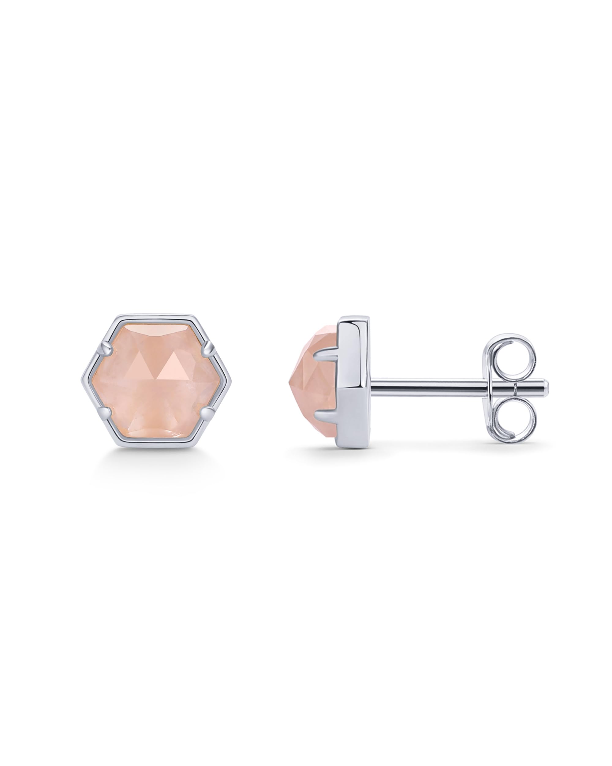 PAVOI 14K Gold Plated Hexagon Gemstone Earrings for Women, Birthstone Studs
