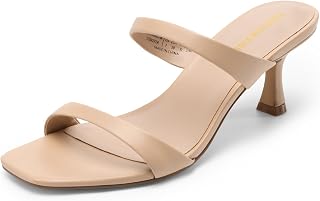 DREAM PAIRS Women's Two Straps Heel Sandal