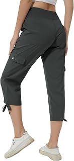 Huayuzh womens cargo cropped pants 3/4 pants summer cargo pants lightweight breathable athletic casual outdoor pants