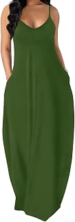Women's Summer Spaghetti Strap Maxi Dress with Pockets