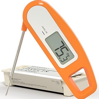 Lavatools Javelin® Ultra-Fast 2-Second Digital Instant Read Meat Thermometer for Cooking, 2.75" Probe, Compact Foldable Design, Large Display, Splash Resistant – Tangerine