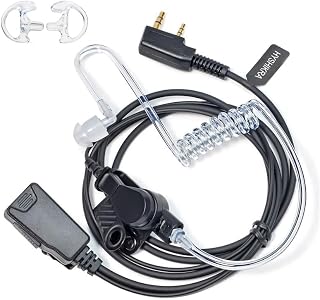 HYSHIKRA Walkie Talkie Earpiece with mic, 2 Pin Headset with PTT | Compatible with Kenwood eSnic Retevis Baofeng UV-5R Radio Ear Piece for Security Bodyguard