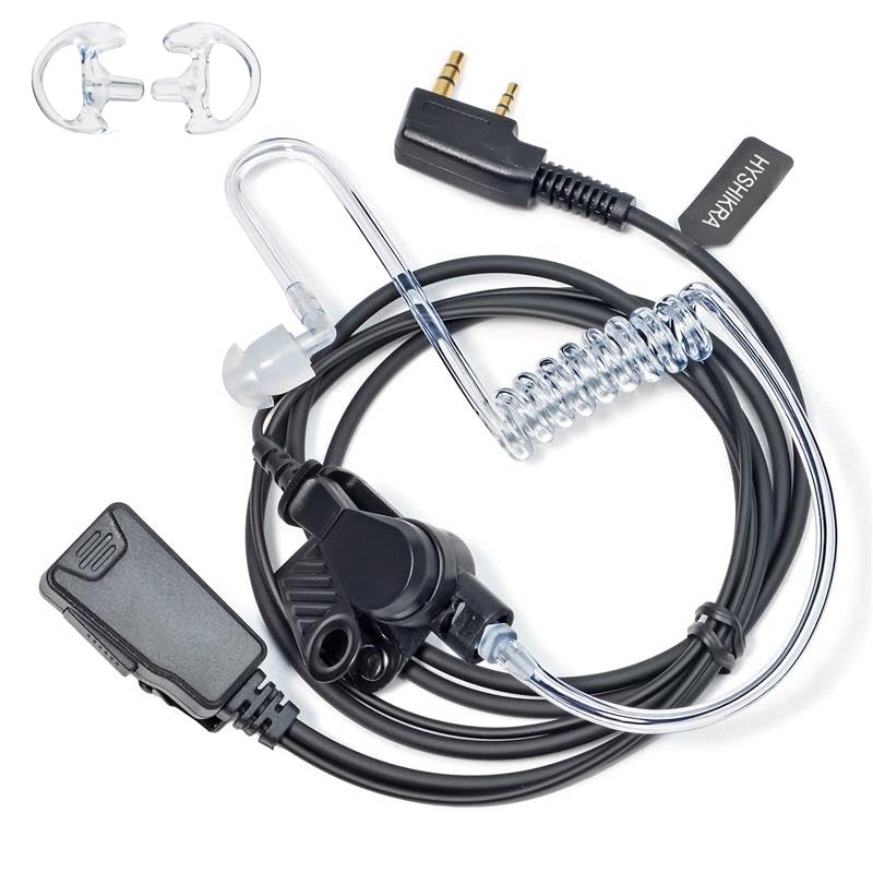 HYSHIKRA Walkie Talkie Earpiece with mic, 2 Pin Headset with PTT | Compatible wi