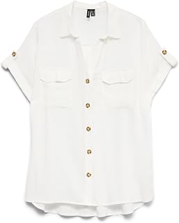 VERO MODA Vmbumpy Women's T-Shirt S/S Wvn Ga Noos Short Sleeve Shirt (Pack of 1)
