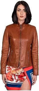 Borghese Leather Jacket for Women | Elegant Jacket | Leather Jacket | Genuine Leather | Calf Leather | Made in Italy | Martina