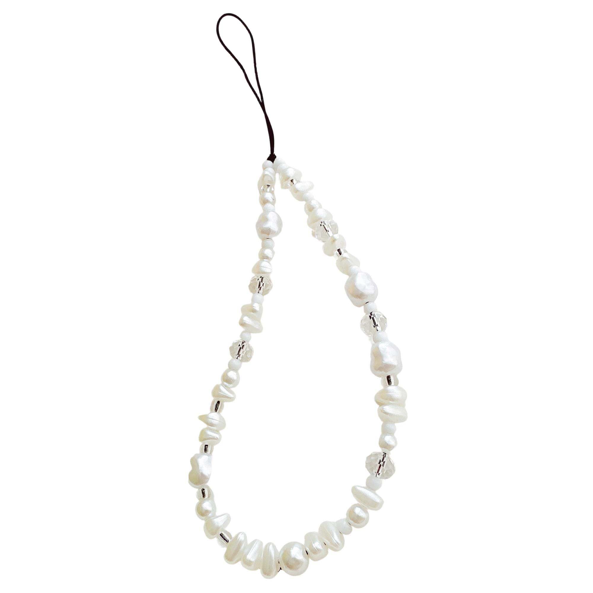 Staqlo Beaded Phone Charm Lanyard Strap Girly Style Fixed Beads Pearl Lanyards