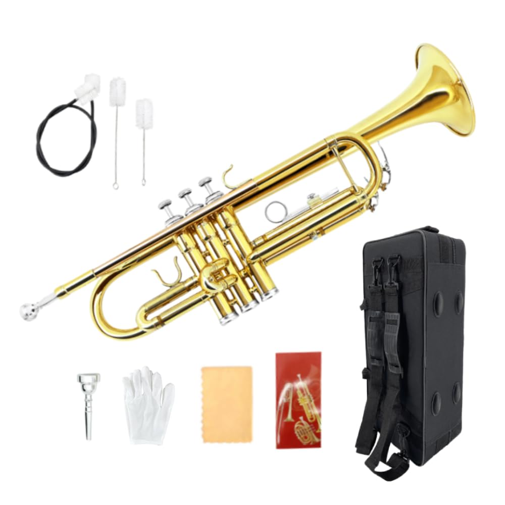 WUQIMUSC Bb Trumpet for Beginners – Standard B Flat Brass Instrument with 7C Mou