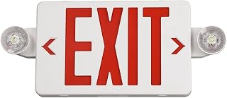 TANLUX Red Exit Sign with Emergency Light, LED Exit Light with Battery Backup, UL Listed, AC 120/277V, Commercial Emergency Lights Combo - 1 Pack