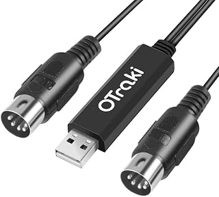 OTraki Midi Out USB 5 Pin Midi Cable 3 m 6.6 ft | Midi Cable for Music Keyboard Piano to PC Laptop USB MIDI Interface Converter for Home Music Studio