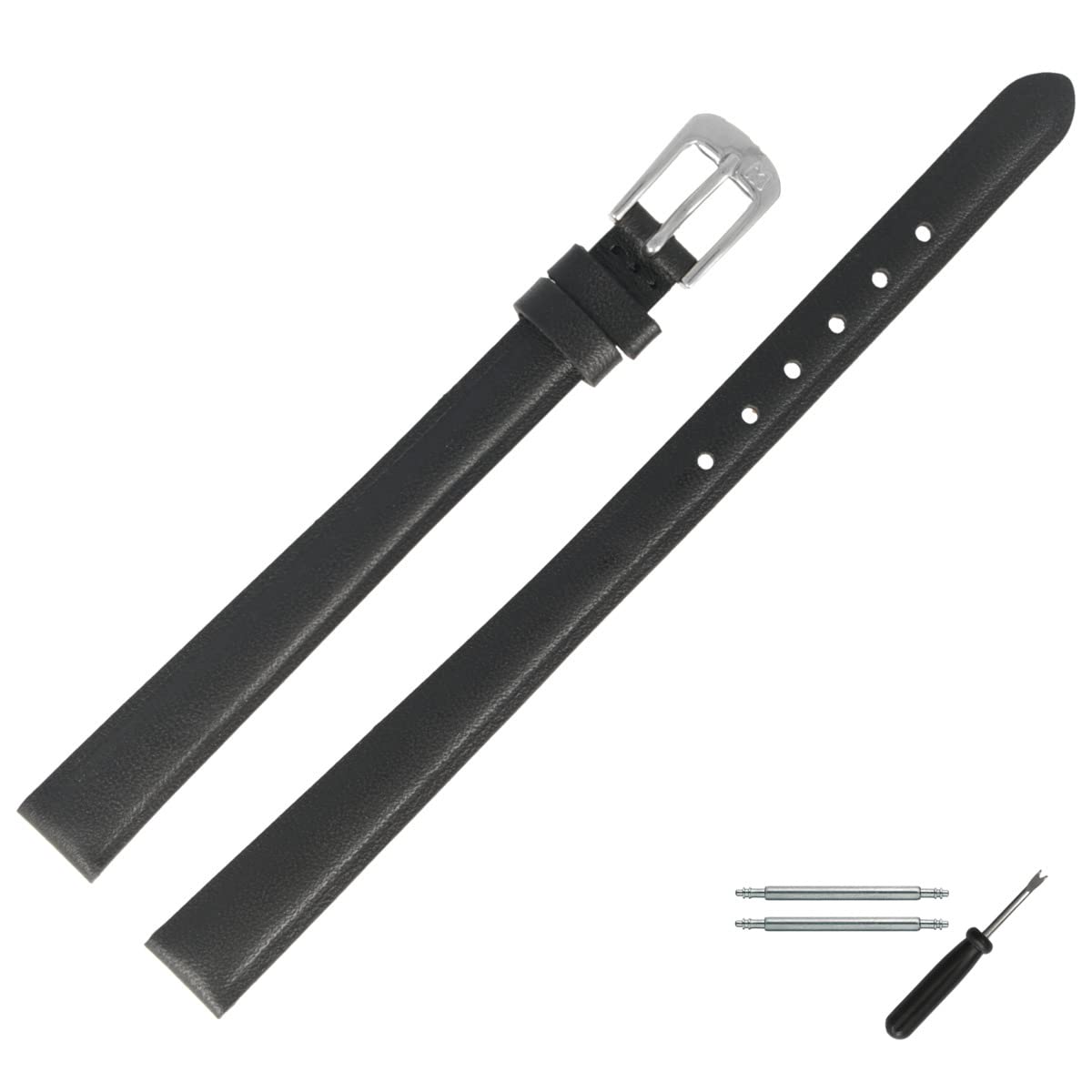MARBURGER Watch Strap 10 mm Leather XL Smooth with Stitching Tool Assembly Set 6