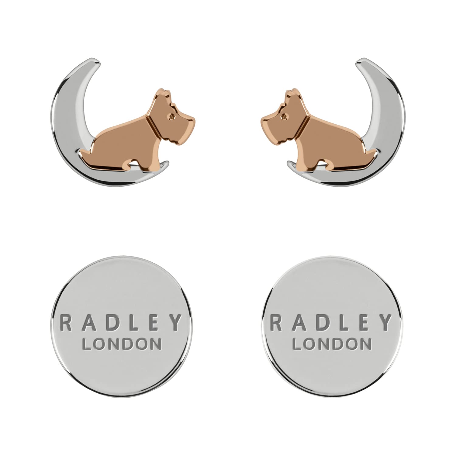 Radley Women's 18ct Silver and Rose Gold Plated Moon & Stars Earrings RYJ1211S