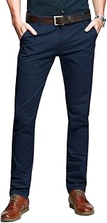 Aeslech Mens Tapered Stretch Chinos Casual Smart Trousers Formal Regular Fit