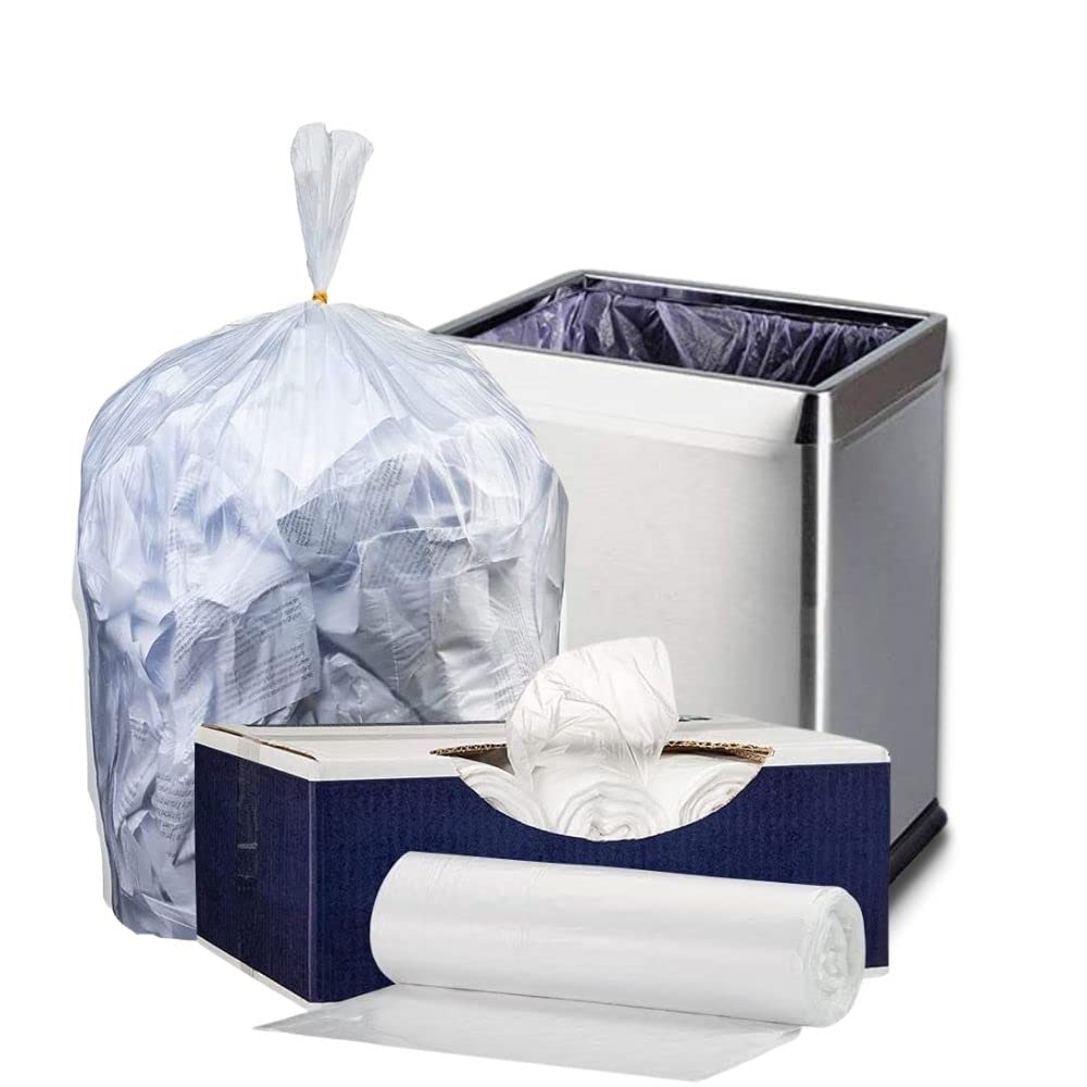 Plasticplace 6 Gallon Trash Bags │ 6 Microns │ Clear Garbage Can High Density Li