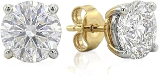 1/6-5 CT Certified Lab Diamond Stud Earrings | 14K White and Yellow Gold