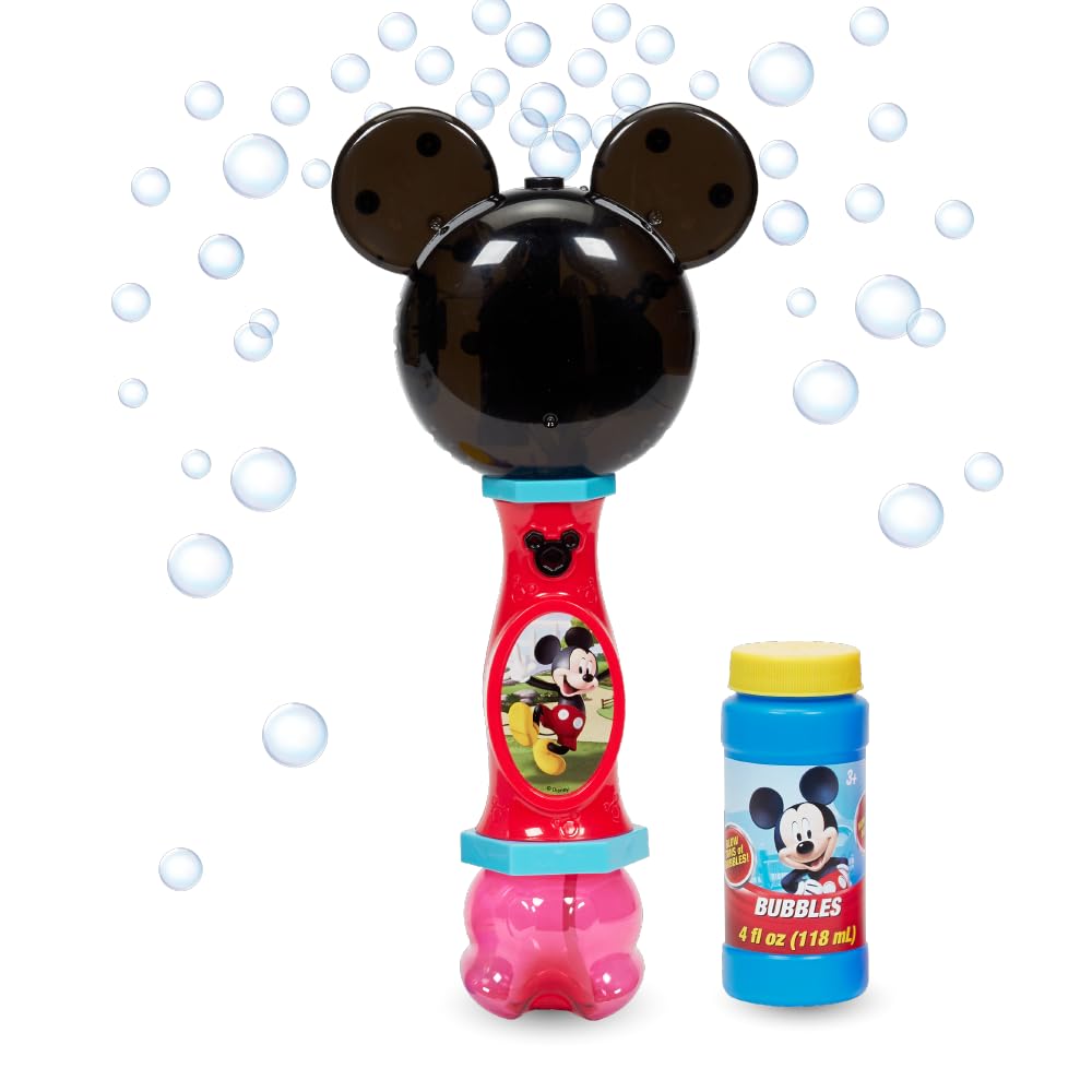 Little Kids Disney Mickey Mouse Light and Sound Musical Bubble Wand, Includes Bu