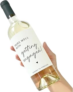 Engagement Wine Label, Pairs Well With Getting Engaged, Gift for couple, Set of 2