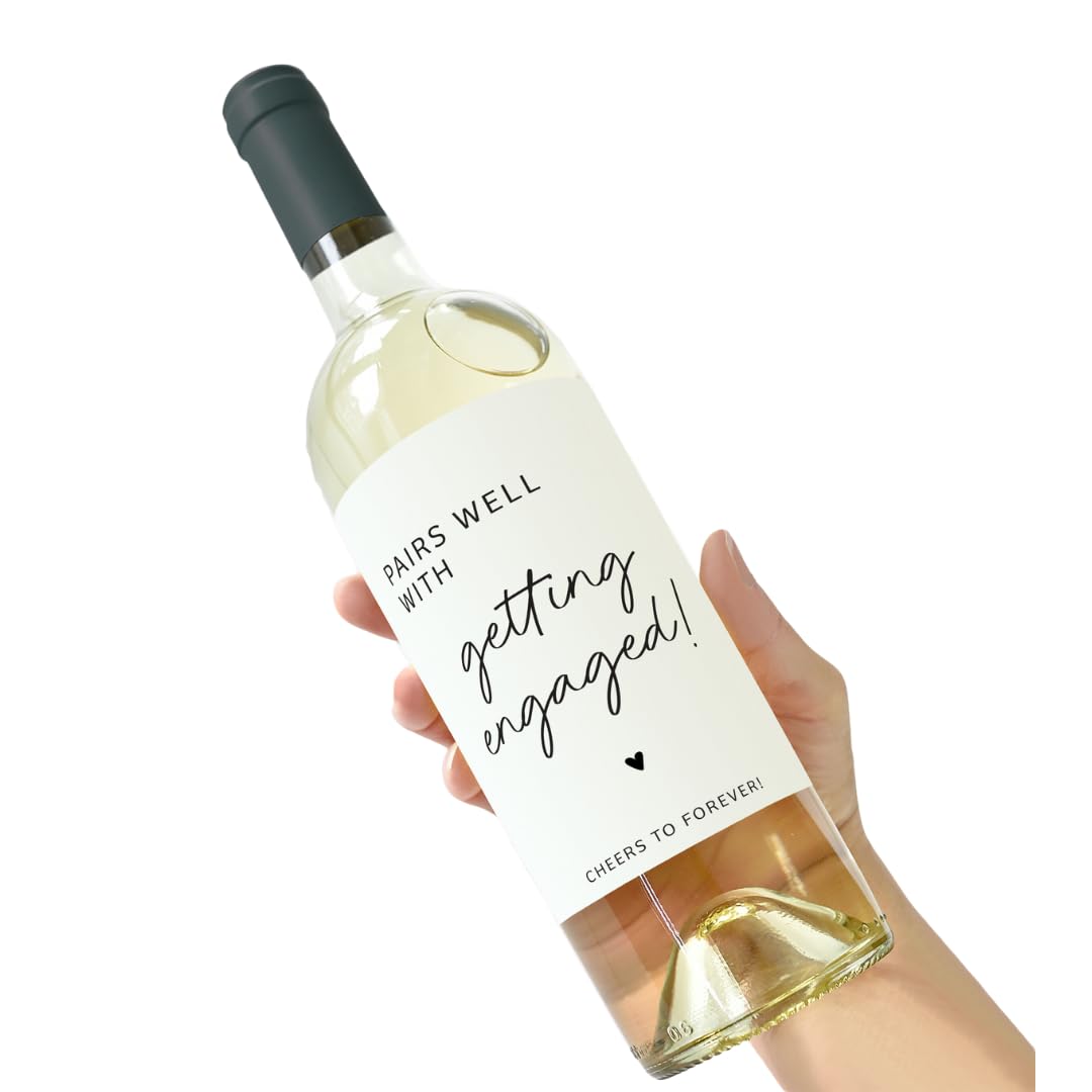 Engagement Wine Label, Pairs Well With Getting Engaged, Gift for couple, Set of 