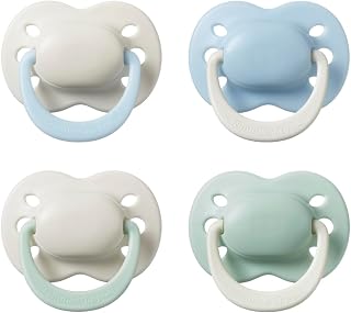 Tommee Tippee Newborn Pacifier, 0-2 Months, Silicone, Pack of 4 | Symmetrical Nipple, Extra Air Holes, 100% BPA-Free Soother, Dishwasher & Sterilizer Safe, Summer Clouds & New Dawn