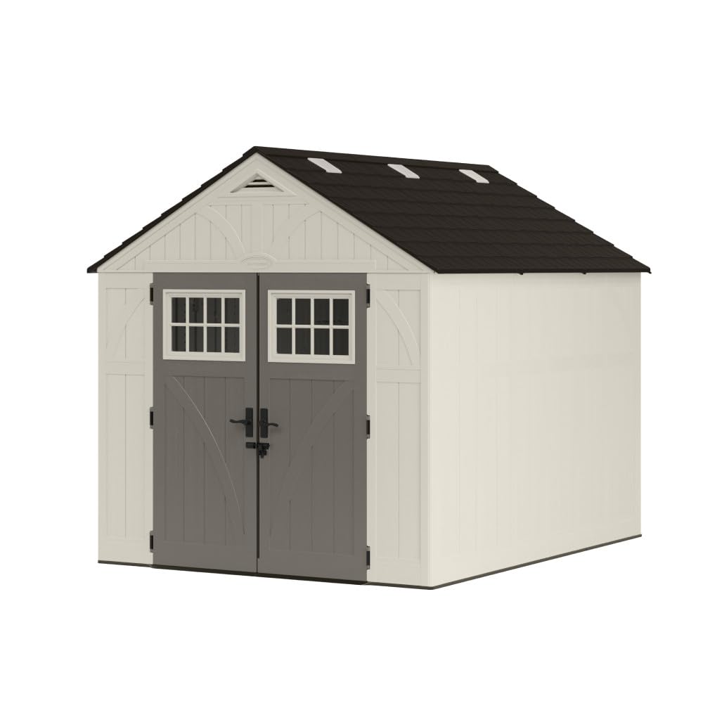 Suncast 8x10 Ft. Outdoor Storage Shed - Large Resin Outdoor Shed with Floor Incl