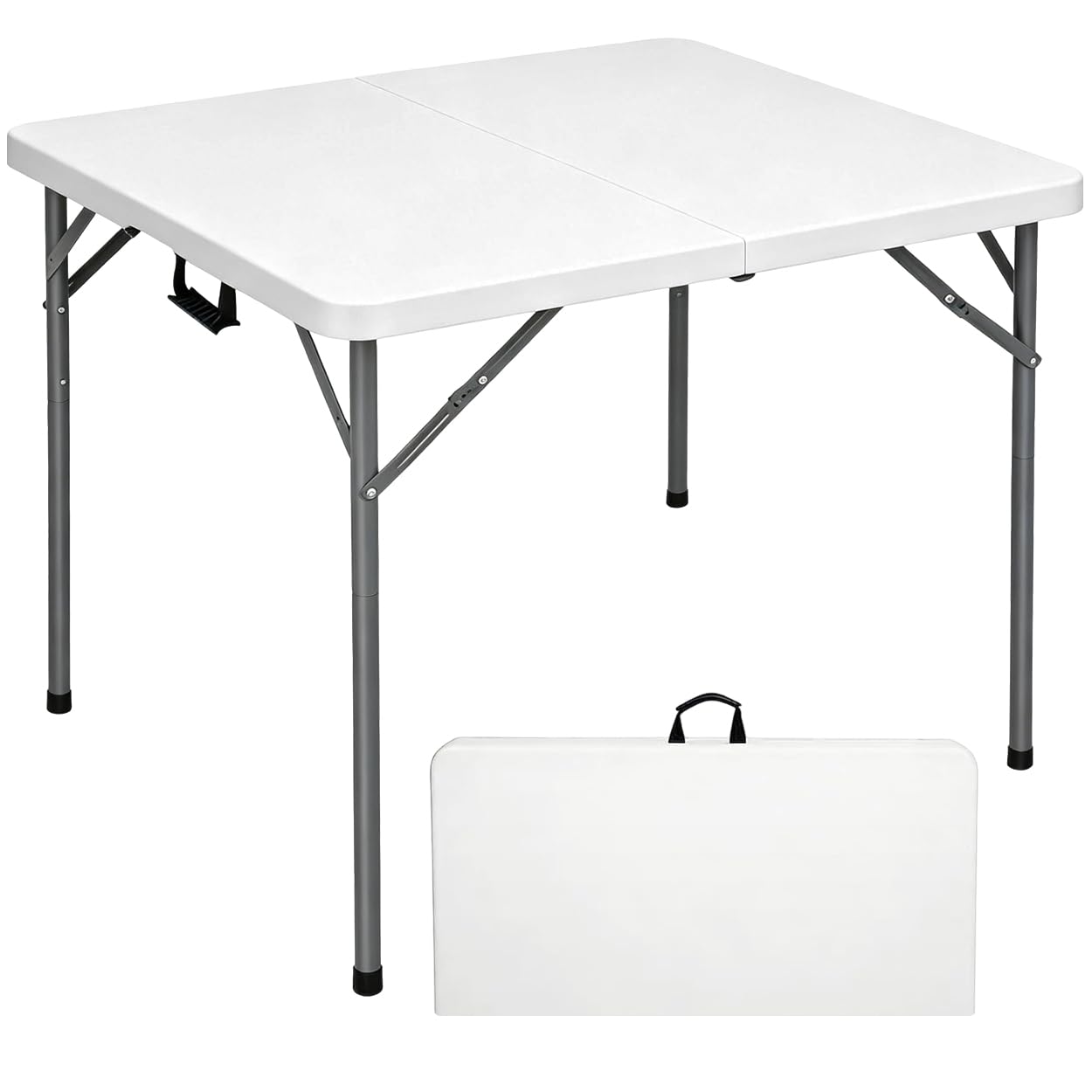 Lakhow 34" Square Folding Card Table, Fold in Half Heavy Duty Portable Table wit