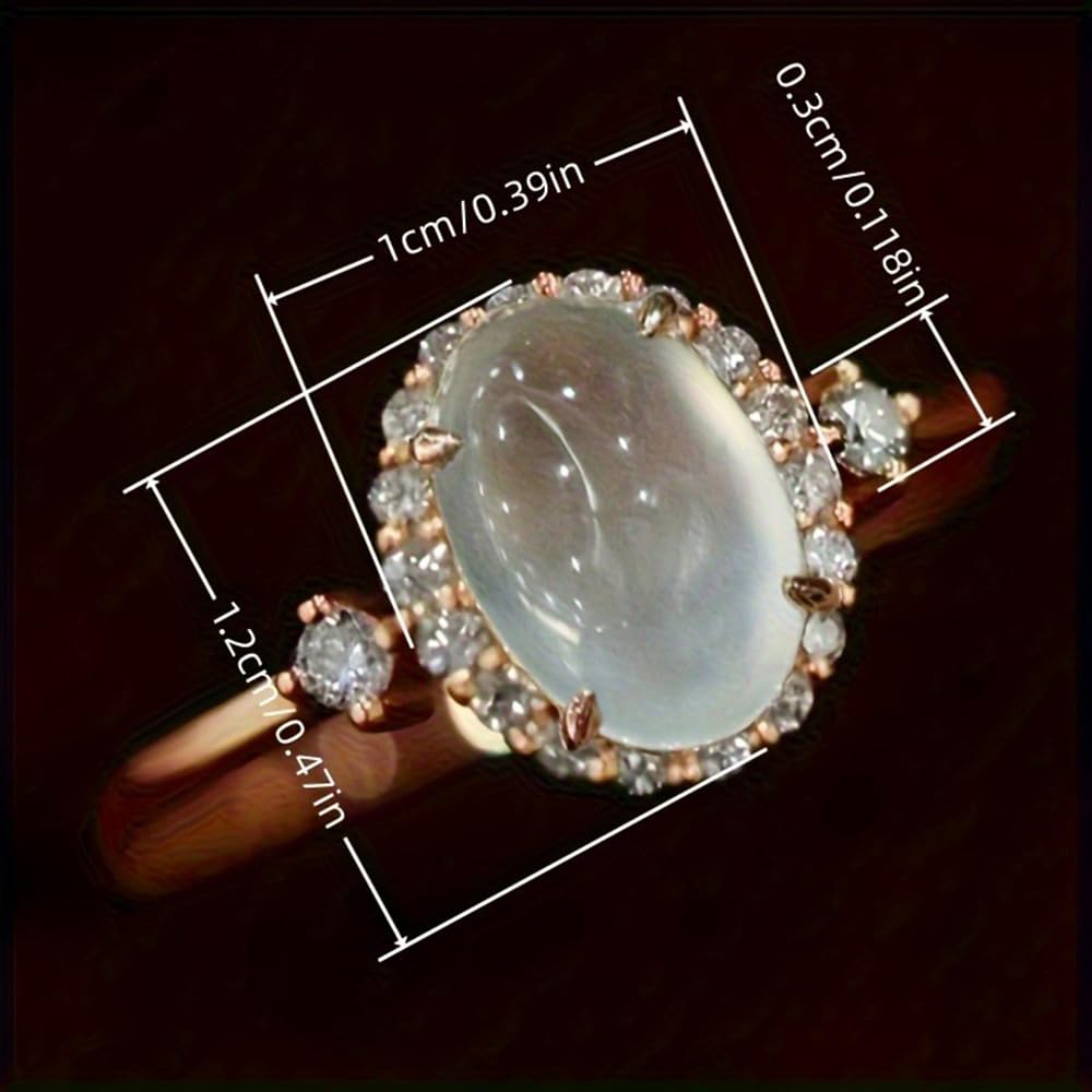 Golden Plated Copper with Elegant Moonstone Cubic Zirconia Engagement Rings Wedd