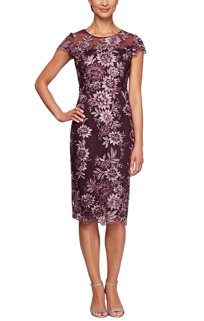 Alex Evenings Short Shift Knee Length Scoop Neck Dress (Petite & Regular) Women'