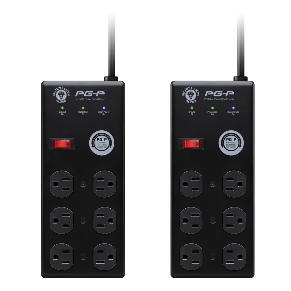 Black Lion Audio PG-P Portable Power Conditioner, 6 Outlets, 9' Cable (Pair) Bun
