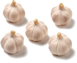 10 Pieces Resin Food Imitation Garlic Decoration for Office Garden Desktop Miniature Ornaments Imitation Vegetable Mini Figurine 3D Model Mini Decorative