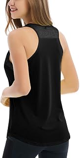 Fihapyli Women's Backless Mesh Yoga Tank Sport Workout Tank Tops Sleeveless Breathable Active Shirts