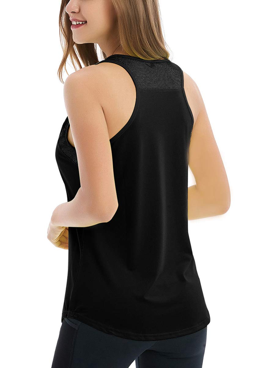Fihapyli Women's Backless Mesh Yoga Tank Sport Workout Tank Tops Sleeveless Brea