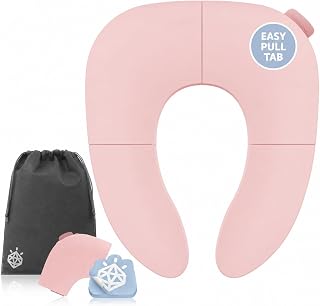 Jool Baby Folding Travel Potty Training Seat – Easy-Remove Pull Tab (Pink) | Multiple Award Winner – Help Your Child Feel Confident Using Any Toilet Away From Home – Folds Up Small for Easy Carrying