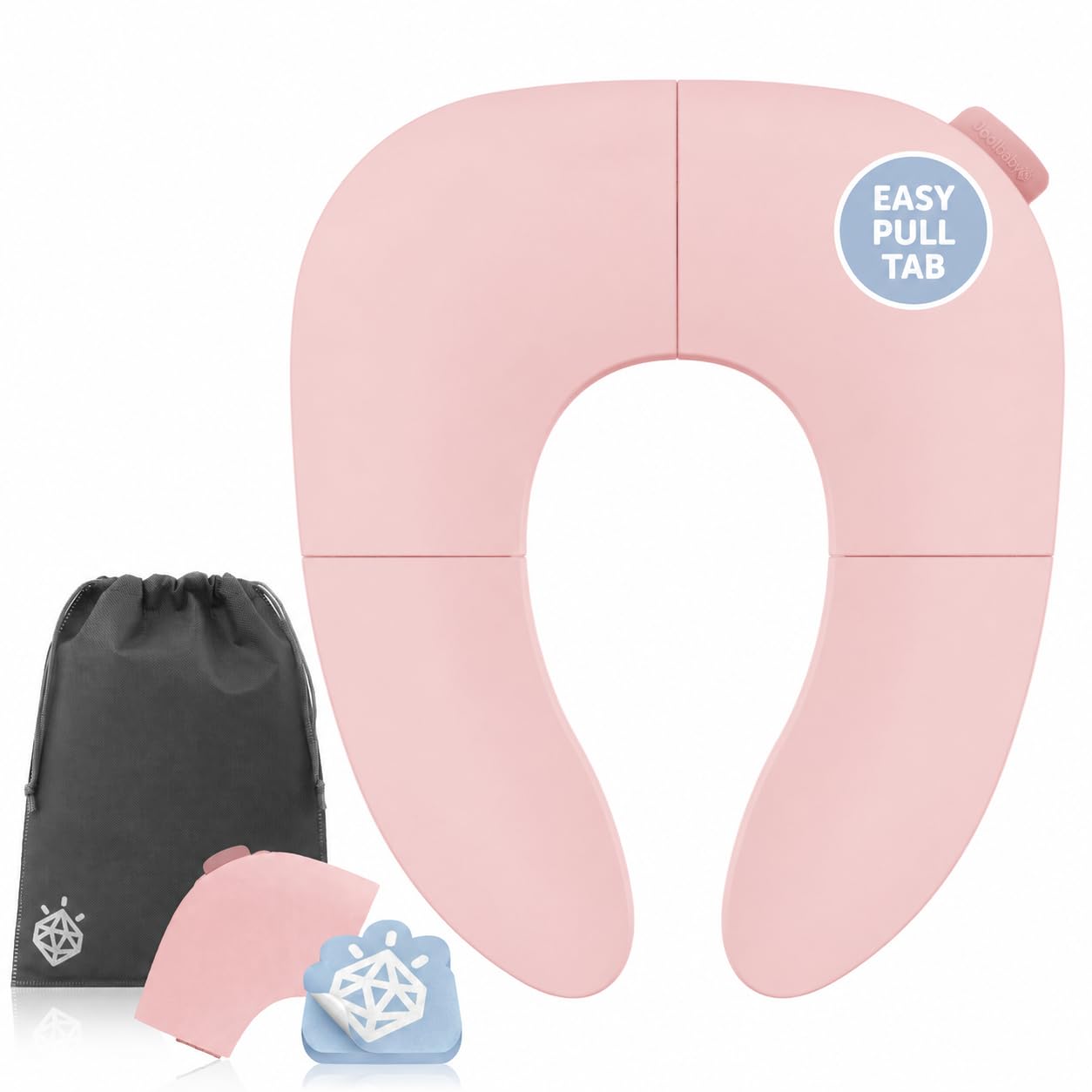 Jool Baby Folding Travel Potty Training Seat – Easy-Remove Pull Tab (Pink) | Mul