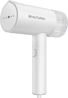 BEAUTURAL Travel Steamer for Clothes, Portable & Handheld, 120V Only, White | 1000W (Not for 220V Europe), Foldable Garment Wrinkle Remover, Fast 30s Heat-up