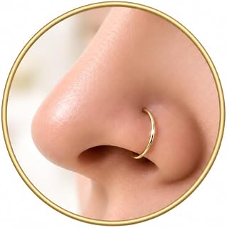 Tiny Faux Clip On Nose Ring - 14k Gold Filled Fake nose rings - 20 Gauge clip on Nose Piercing hoop