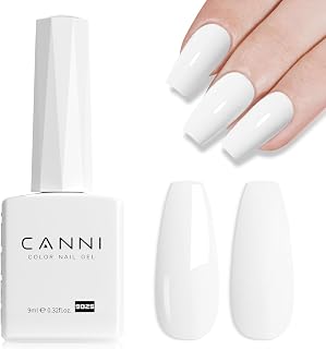 CANNI 9ml Pure White Gel Nail Polish, High Gloss UV LED Soak Off Gel | Smooth Application • Rich Color Coverage • Long-Lasting Wear • Chip Resistant • Easy Removal • Salon & DIY Manicure • Premium