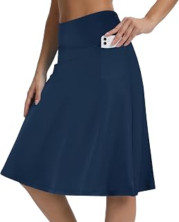 Modest Knee Length Skorts Women's Mid Length Athletic Skirt Active Running Skirt
