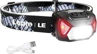 Lepro Rechargeable Headlamp, 2000Lux Super Bright 6 Modes | Lightweight Powerful LED Head Torch with Red Indicator Light, IPX4 Waterproof, 30H Battery Life for Running, Cycling