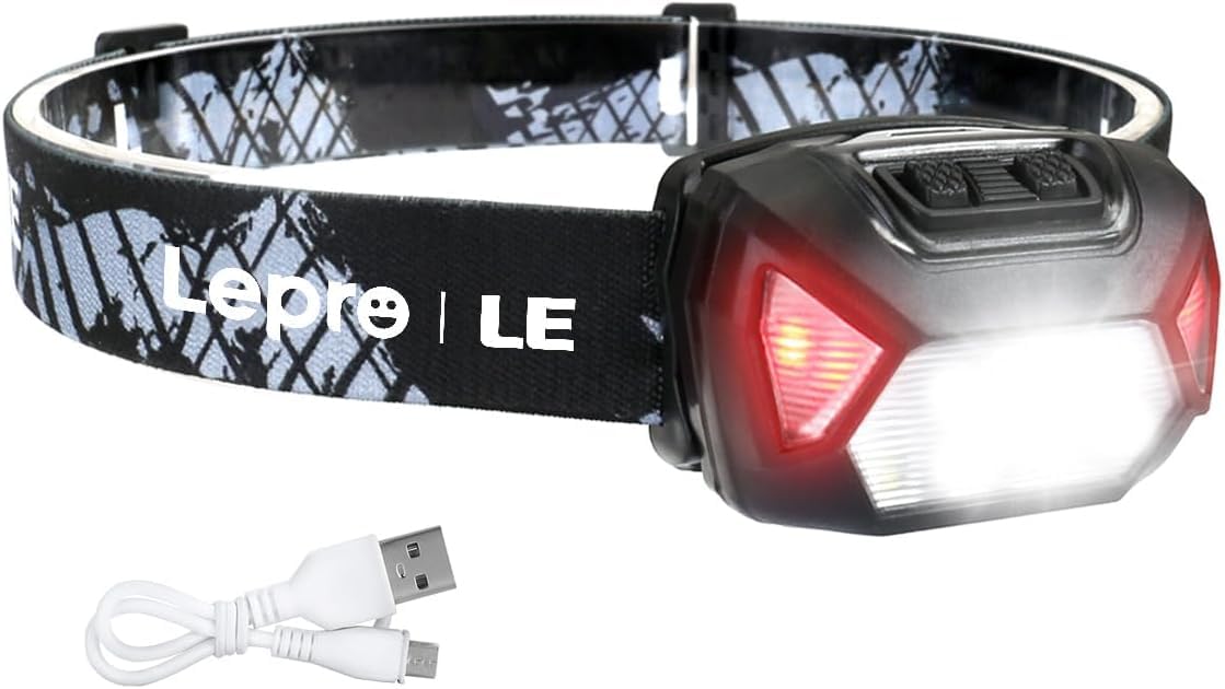 Lepro Rechargeable Headlamp, 2000Lux Super Bright 6 Modes | Lightweight Powerful