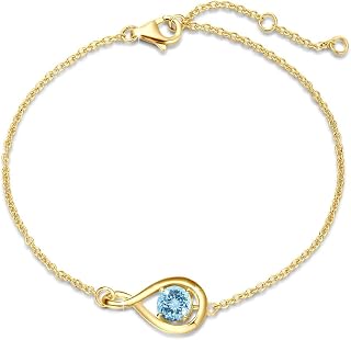 FANCIME Love ブレスレット 925スターリングシルバー インフィニティ 誕生石ブレスレット 女性用 ファインジュエリー 誕生日プレゼント お母さん 妻 チェーンの長さ 6.7インチ + 1.2インチ 延長
